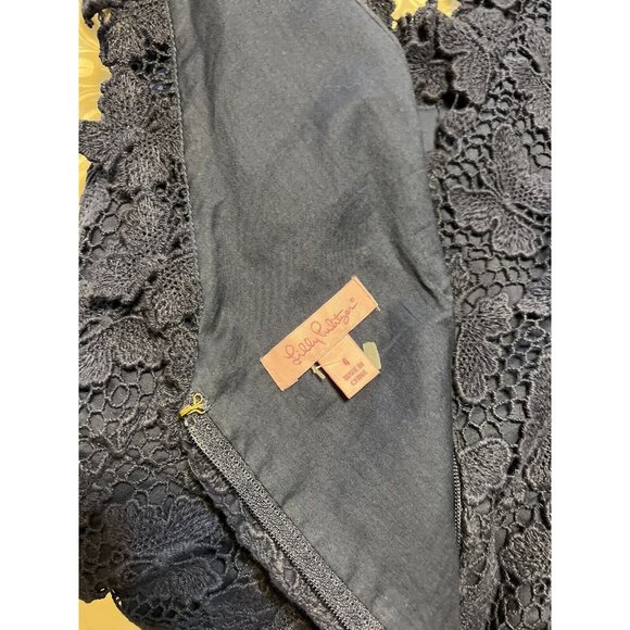 Lilly Pulitzer Dress 4 Navy Blue Cotton Sheath V Neck Back Sleeveless - Picture 7 of 11